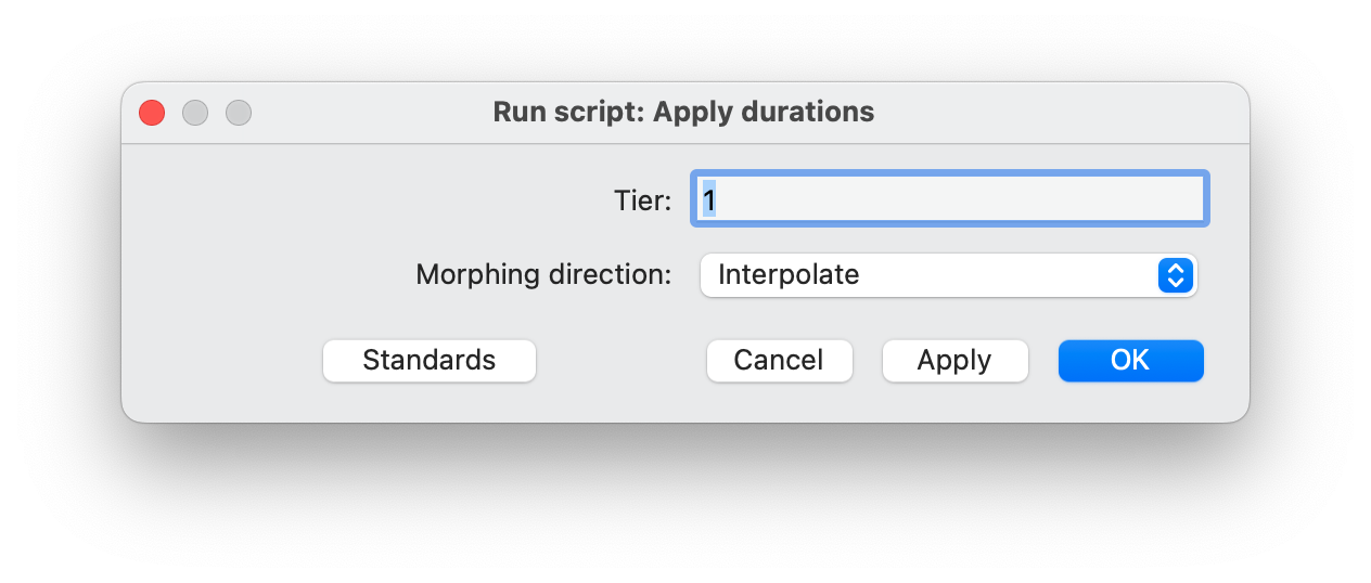 Parameter specification window after running the script, where the user can specify the number of tiers and the morphing direction by a drop-down menu.