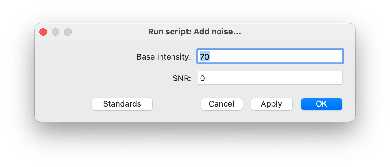 Parameter specification window to add bubble noise to a selected Sound object