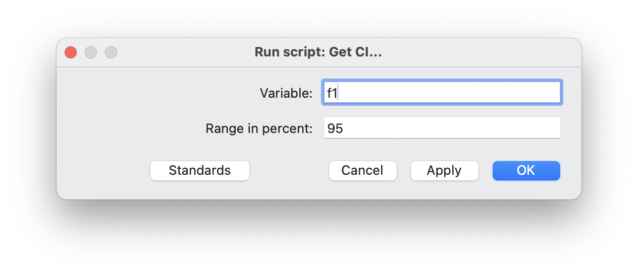 Parameter specification window after running the script. The user can specify the variable of interest and the range in percent. 