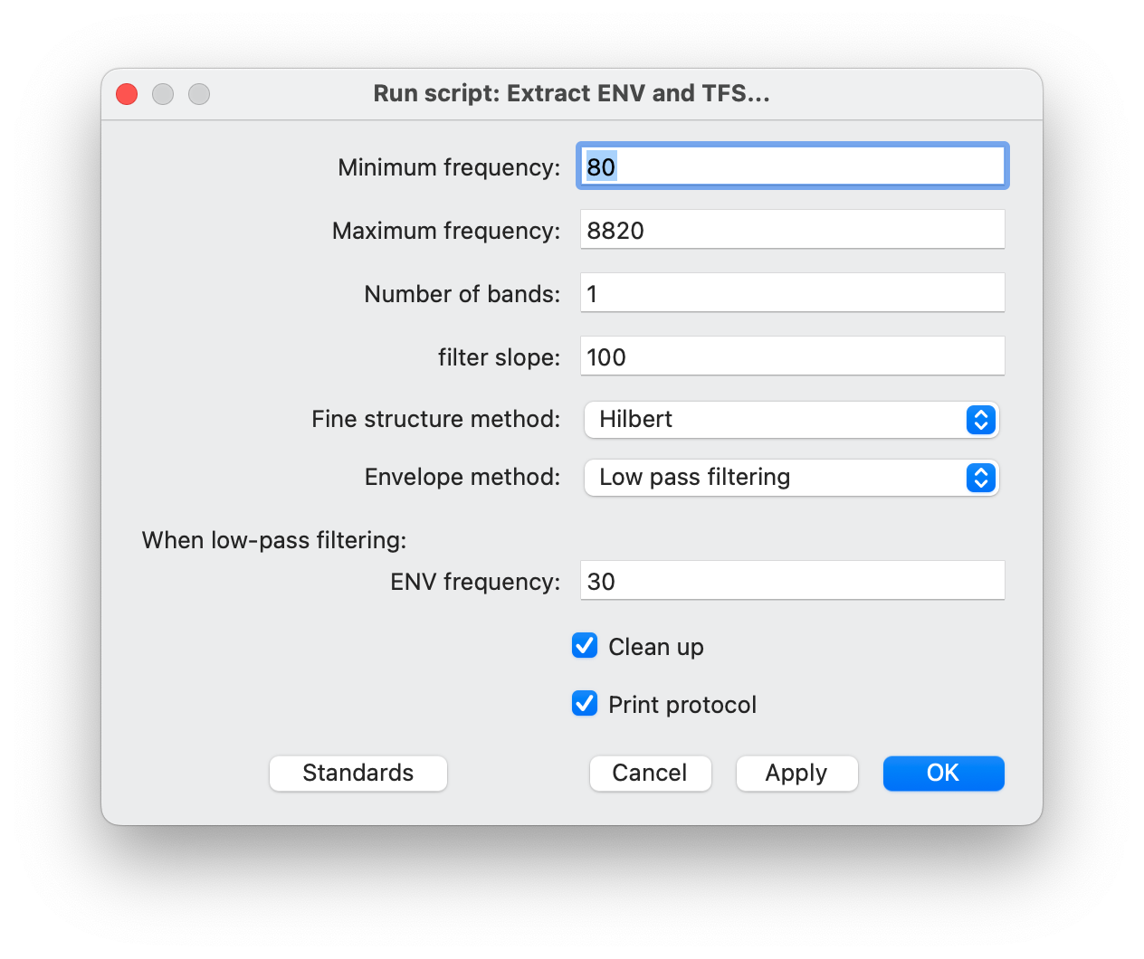 Parameter specification window after running this script. The user can specify a range of parameter settings.